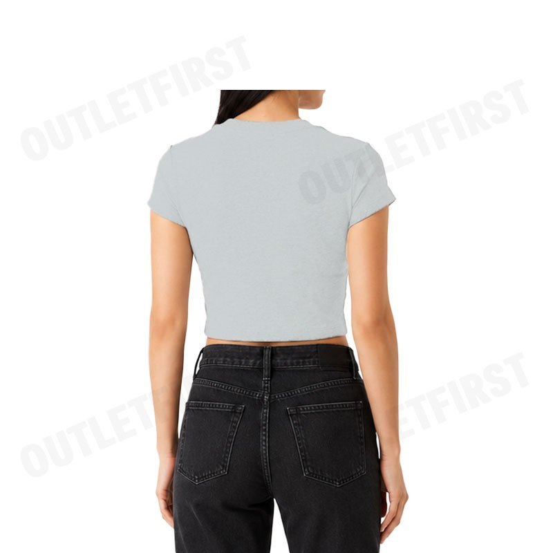 CALVIN KLEIN JEANS WOMEN'S LOGO BABY CROP SHORT SLEEVE T-SHIRT COLOR GREY CODE: 47AB817 P79