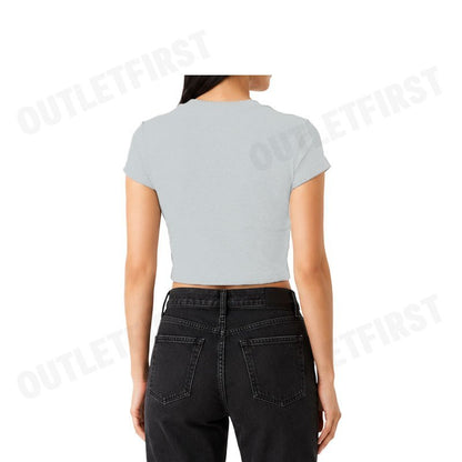 CALVIN KLEIN JEANS WOMEN'S LOGO BABY CROP SHORT SLEEVE T-SHIRT COLOR GREY CODE: 47AB817 P79