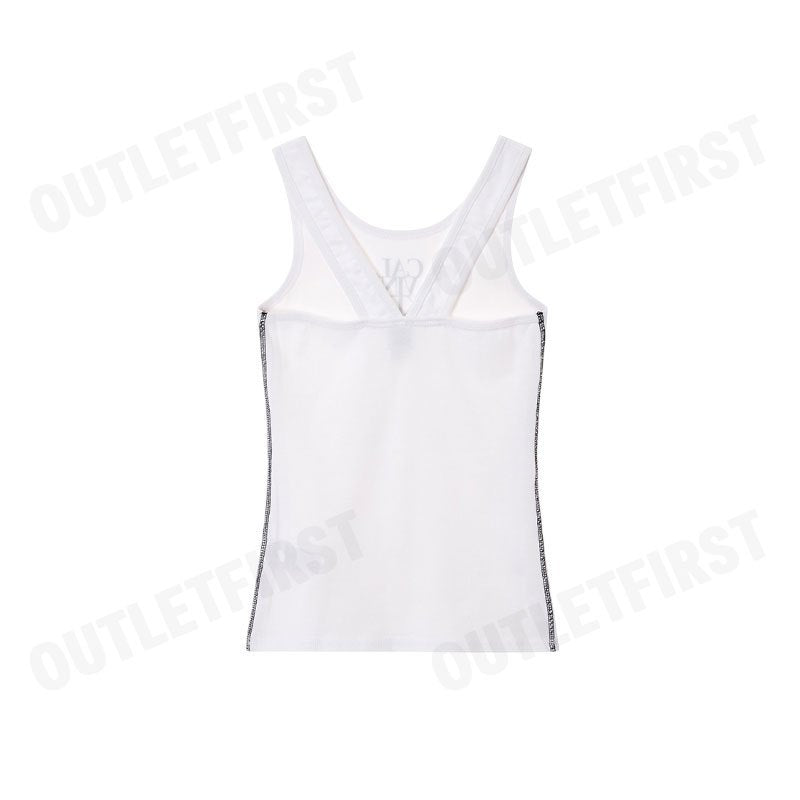 CALVIN KLEIN LOGO GRAPHIC RIB TANK TOP COLOR WHITE CODE: 44C219G YAA