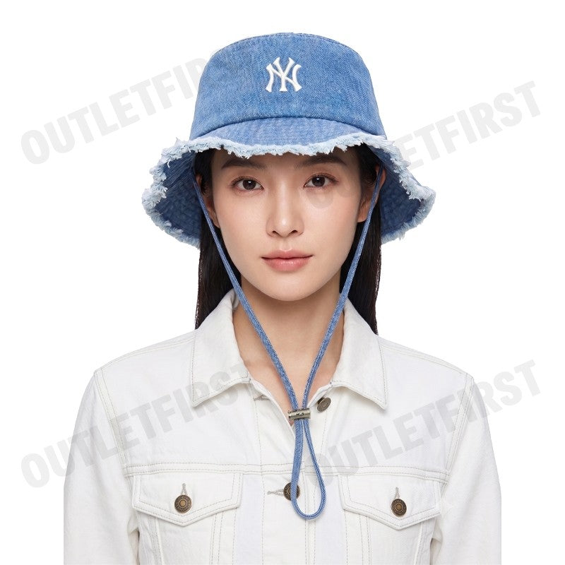 MLB รุ่น UNISEX COLOR DENIM SAFARI BUCKET HAT CODE: 3AHTD025N 50BLL หมวกบักเก็ต หมวกสีฟ้า หมวกเอ็มแอลบี