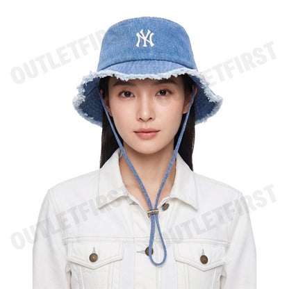 MLB รุ่น UNISEX COLOR DENIM SAFARI BUCKET HAT CODE: 3AHTD025N 50BLL หมวกบักเก็ต หมวกสีฟ้า หมวกเอ็มแอลบี