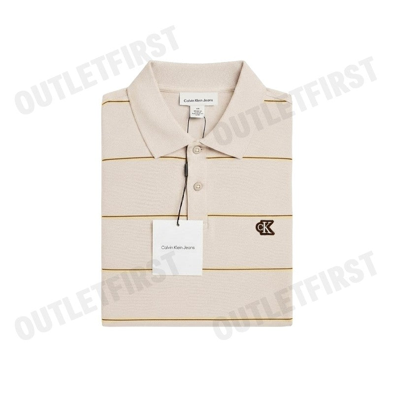 CALVIN KLEIN JEANS รุ่น MEN'S TEXTURED STRIPE EASY POLO SHIRT CODE: 4RC269G PDJ เสื้อโปโล เสื้อแขนสั้น เสื้อผู้ชาย