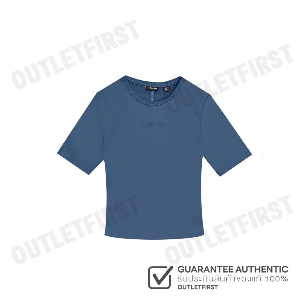 CALVIN KLEIN SPORT รุ่น ESSENTIALS SPORT SEMI-FITTED TEE CODE: 4WS4K238 420 เสื้อครอป เสื้อยืดผู้หญิง เสื้อยืดแขนสั้น