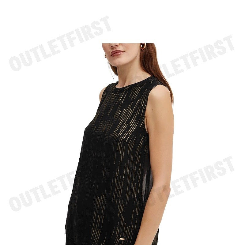 ARMANI EXCHANGE รุ่น WOMEN'S BLACK PATTERNED BLOUSE CODE: 6DYH44 YN2VZ 42AP เสื้อเบลาส์ผู้หญิง เสื้อสีดำ เสื้อแขนกุด