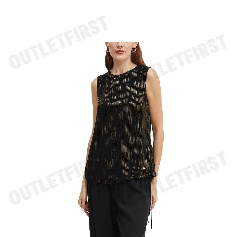 ARMANI EXCHANGE รุ่น WOMEN'S BLACK PATTERNED BLOUSE CODE: 6DYH44 YN2VZ 42AP เสื้อเบลาส์ผู้หญิง เสื้อสีดำ เสื้อแขนกุด