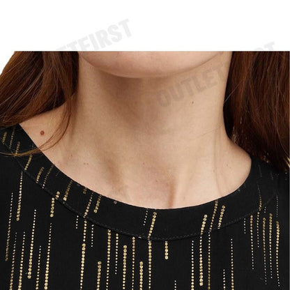 ARMANI EXCHANGE รุ่น WOMEN'S BLACK PATTERNED BLOUSE CODE: 6DYH44 YN2VZ 42AP เสื้อเบลาส์ผู้หญิง เสื้อสีดำ เสื้อแขนกุด