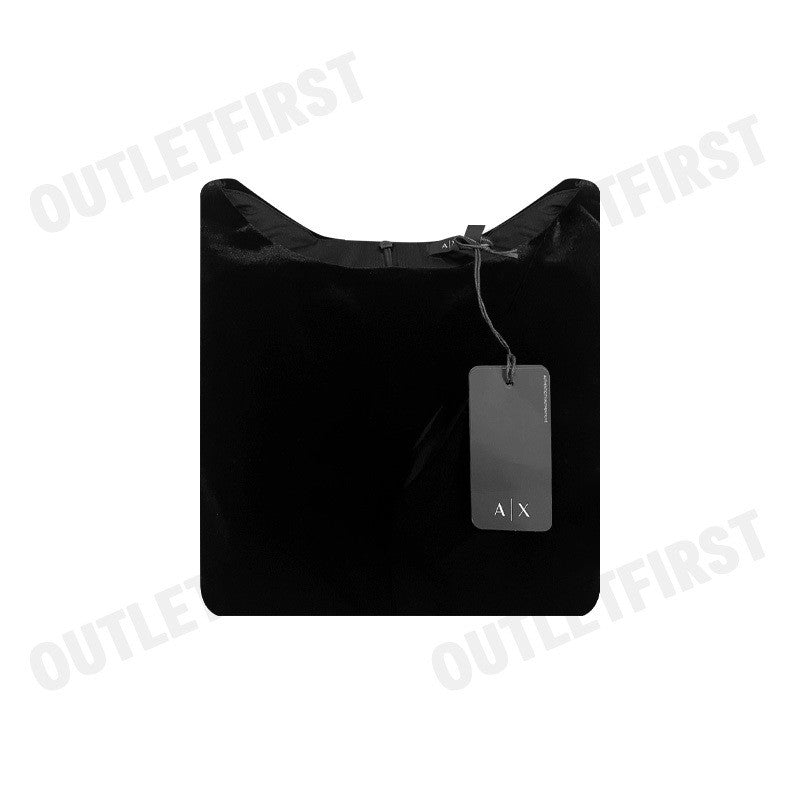 ARMANI EXCHANGE รุ่น WOMEN'S VELVET LONGUETTE DRESS WITH CUT-OUT CODE: 6DYA76 YJ9WZ 1200 ชุดเดรสผู้หญิง ชุดกระโปรง สีดำ