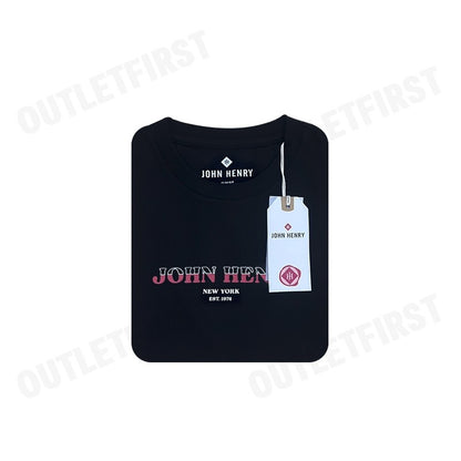 JOHN HENRY รุ่น MEN'S SLIM FIT T-SHIRT (BLACK) CODE: JH S125MTSSM27 เสื้อยืดคอกลมผู้ชาย เสื้อสีดำ จอร์นเฮนรี่