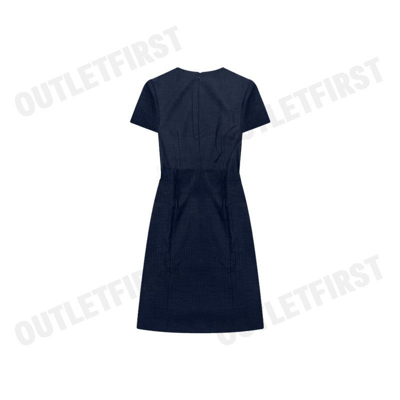G2000 รุ่น WOMEN CLOTHING STRIPED WRAP DRESS WITH BELT FIT & FLARE SHAPE CODE: 46232096 79 ชุดเดรสผู้หญิง กระโปรง สีกรม