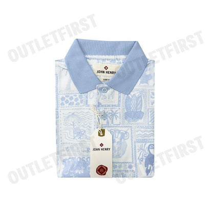 JOHN HENRY รุ่น MEN'S SLIM FIT POLO SHIRT (BLUE) CODE: JH S325MPLSM28 เสื้อโปโลผู้ชาย เสื้อโปโลจอน เสื้อโปโลแขนสั้น