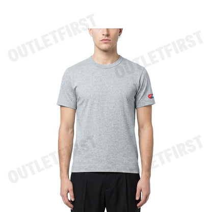 PLAY COMME DES GARÇONS รุ่น MEN T-SHIRT CODE: AZ-T328 (GREY) เสื้อยืดคอกลมผู้ชาย เสื้อหัวใจแดงเอเลี่ยน เสื้อแขนสั้น