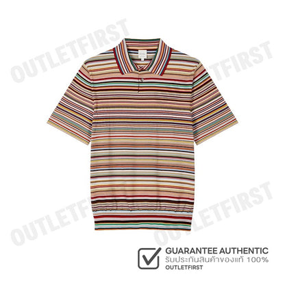 PAUL SMITH รุ่น MEN'S SIGNATURE STRIPE KNIT COTTON POLO SHIRT CODE: M1R 270Y P02682 92 เสื้อโปโล เสื้อแขนสั้น ผู้ชาย