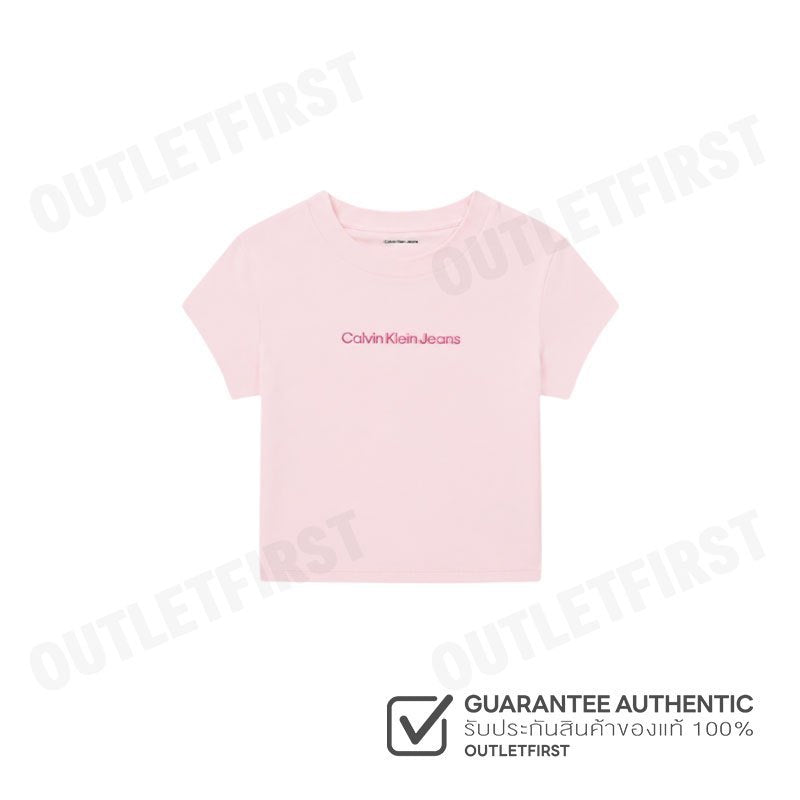 CALVIN KLEIN JEANS รุ่น WOMEN'S LOGO BABY CROP SHORT SLEEVE T-SHIRT CODE: 47AB817 V17 เสื้อครอป เสื้อแขนสั้น ผู้หญิง