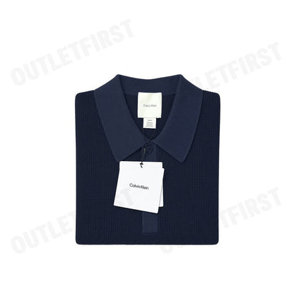 CALVIN KLEIN รุ่น SMOOTH COTTON WAFFLE SWEATER POLO SHIRT CODE: 40BM304 CEF เสื้อโปโล เสื้อแขนสั้น เสื้อผู้ชาย