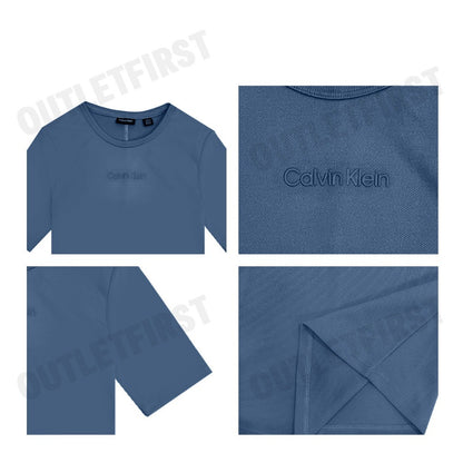 CALVIN KLEIN SPORT รุ่น ESSENTIALS SPORT SEMI-FITTED TEE CODE: 4WS4K238 420 เสื้อครอป เสื้อยืดผู้หญิง เสื้อยืดแขนสั้น
