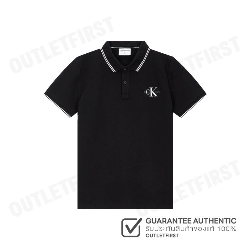 CALVIN KLEIN JEANS รุ่น MONOLOGO SLIM TIPPED POLO CODE: J324245 BEH เสื้อโปโล เสื้อโปโลแขนสั้น เสื้อโปโลผู้ชาย