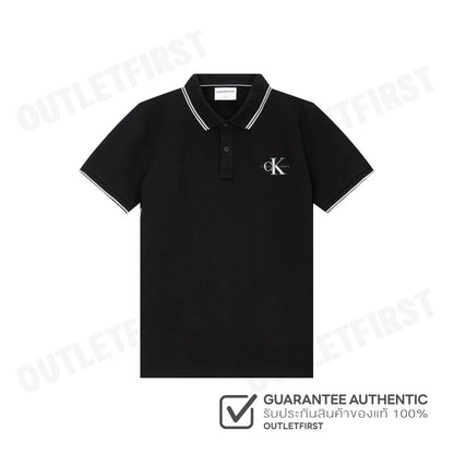 CALVIN KLEIN JEANS รุ่น MONOLOGO SLIM TIPPED POLO CODE: J324245 BEH เสื้อโปโล เสื้อโปโลแขนสั้น เสื้อโปโลผู้ชาย