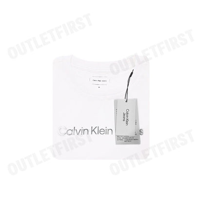 CALVIN KLEIN JEANS รุ่น INSTITUTIONAL LOGO SLIM TEE CODE: J224949 YAF เสื้อยืดคอกลม เสื้อยืดผู้หญิง เสื้อยืดสีขาว