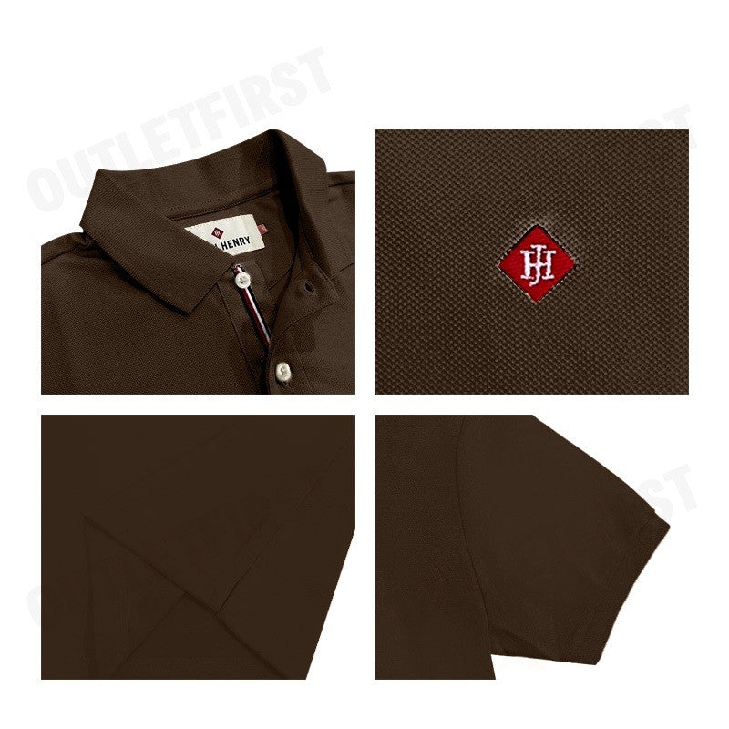 JOHN HENRY รุ่น MEN'S SLIM FIT POLO SHIRT (BROWN) CODE: JH F324MPLSM61 เสื้อโปโล เสื้อโปโลผู้ชาย เสื้อโปโลแขนสั้น