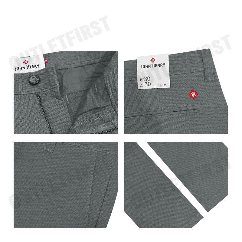 JOHN HENRY รุ่น MEN'S SLIM FIT PANTS (DK.GREY) CODE: JH F124MPTSM01 กางเกงขายาว กางเกงผู้ชาย กางเกงทำงาน