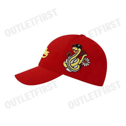 MLB รุ่น NEW YEAR SNAKE STRUCTURED BALL CAP MODEL CODE: 3ACPQ015N 43RDD หมวกแก็ป หมวกปีกแบน หมวกสีแดง
