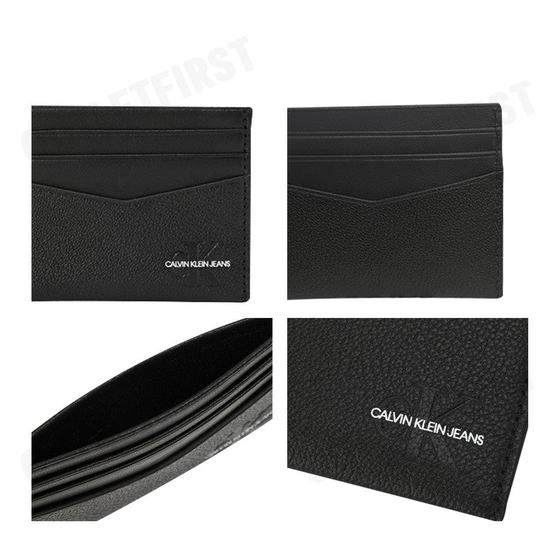 CALVIN KLEIN JEANS รุ่น MEN'S EMBOSSED LEATHER CARD HOLDER CODE: HP1630 001 กระเป๋าใส่การ์ด กระเป๋าผู้ชาย กระเป๋าสีดำ