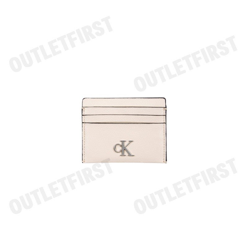 CALVIN KLEIN JEANS รุ่น WOMEN'S CKJ MINIMAL MONOGRAM CARD CASE CODE: 4K1067G MTR กระเป๋าใส่การ์ดผู้หญิง กระเป๋าCK สีเบจ