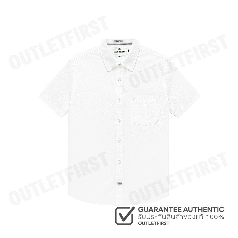 JOHN HENRY รุ่น MEN'S SHORT SLEEVES SLIM FIT SHIRT (WHITE) CODE: JH F624MSSSM53 เสื้อเชิ้ตแขนสั้นผู้ชาย เสื้อสีขาว