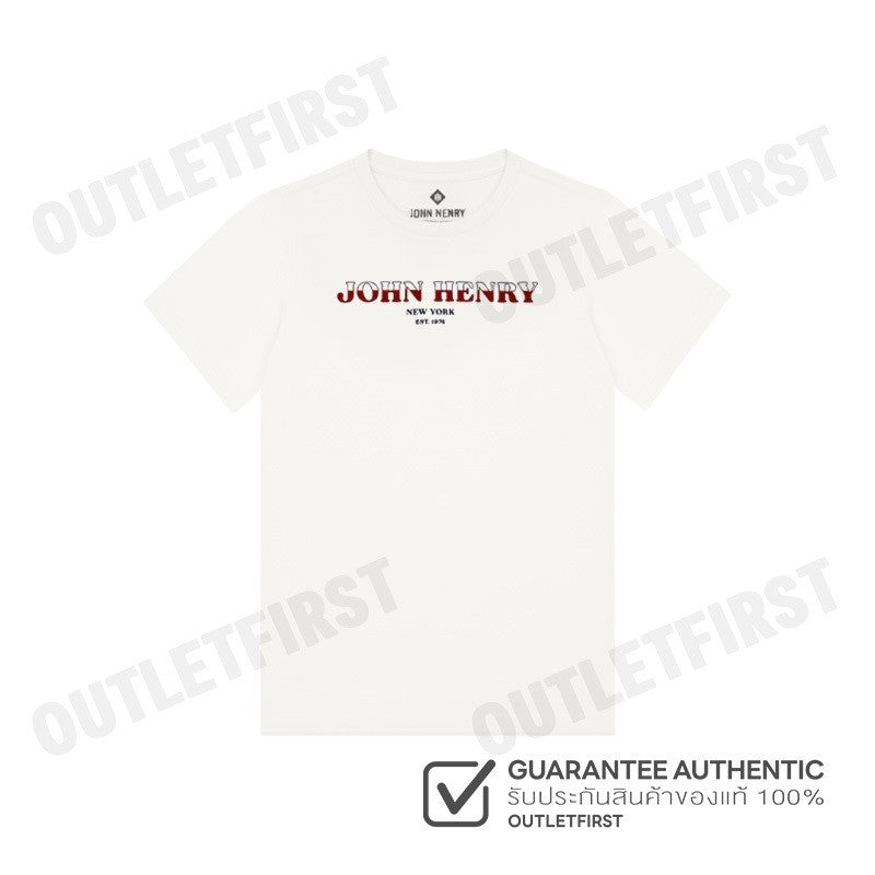 JOHN HENRY รุ่น MEN'S SLIM FIT T-SHIRT (WHITE) CODE: JH S125MTSSM27 เสื้อยืดคอกลมผู้ชาย เสื้อสีขาว เสื้อจอร์นเฮนรี่
