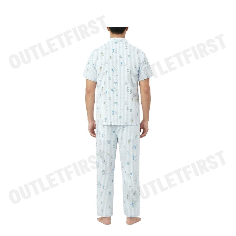 HUSH PUPPIES รุ่น MEN'S SHORT-SLEEVE SLEEPWEAR SET CODE: HU H8B178 (BLUE) เซ็ทชุดนอนผู้ชาย เสื้อแขนสั้น กางเกงขายาว
