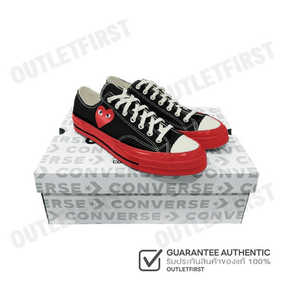 PLAY COMME DES GARÇONS X CONVERSE รุ่น CHUCK 70 LOW TOP CODE: A01795C  รองเท้าผ้าใบ รองเท้าข้อต่ำ รองเท้ายูนิเซ็กส์