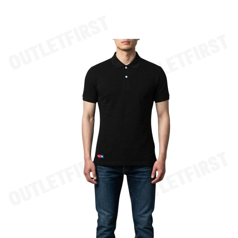 PLAY COMME DES GARÇONS รุ่น MEN POLO SHIRT CODE: AZ-T336 (BLACK) เสื้อโปโลผู้ชาย เสื้อหัวใจสีแดงเอเลี่ยน โปโลแขนสั้น