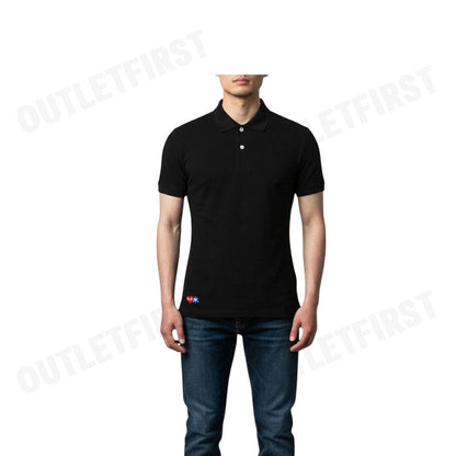 PLAY COMME DES GARÇONS รุ่น MEN POLO SHIRT CODE: AZ-T336 (BLACK) เสื้อโปโลผู้ชาย เสื้อหัวใจสีแดงเอเลี่ยน โปโลแขนสั้น