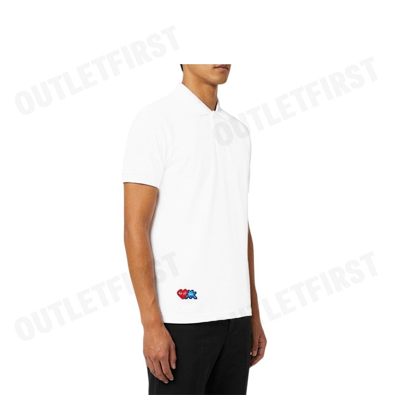 PLAY COMME DES GARÇONS รุ่น MEN POLO SHIRT CODE: AZ-T336 (WHITE) เสื้อโปโลผู้ชาย เสื้อหัวใจแดงเอเลี่ยน โปโลแขนสั้น