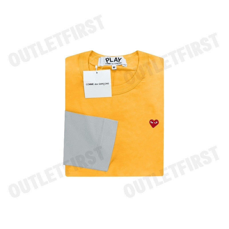 PLAY COMME DES GARÇONS รุ่น WOMEN LITTLE RED HEART LONG SLEEVE CODE: AZ-T315 (YELLOW/GREY) เสื้อยืดแขนยาวผู้หญิง
