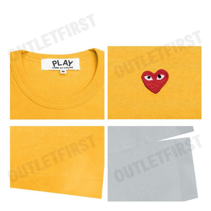 PLAY COMME DES GARÇONS รุ่น WOMEN LITTLE RED HEART LONG SLEEVE CODE: AZ-T315 (YELLOW/GREY) เสื้อยืดแขนยาวผู้หญิง