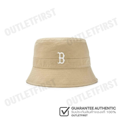 MLB รุ่น BASIC MEDIUM LOGO VINATGE-WASHING BUCKET HAT CODE: 3AHTB035N 43BGL หมวกบักเก็ต หมวกสีเบจ หมวกเอ็มแอลบี