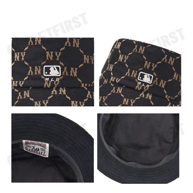 MLB รุ่น JACQUARD DIA MONOGRAM BUCKET HAT CODE: 3AHTM024N 50BKS หมวกบักเก็ต หมวกสีดำ หมวกNY