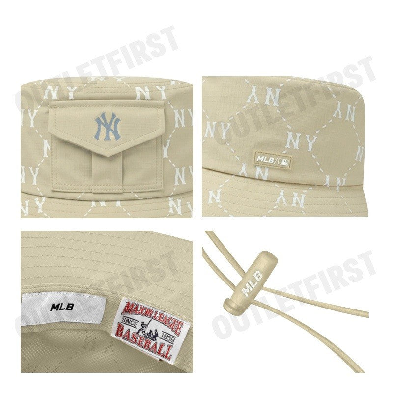 MLB รุ่น DIA MONOGRAM SPORTIVE SAFARI HAT CODE: 3AHTM015N 50BGD หมวกบักเก็ต หมวกสีเบจ หมวกเอ็มแอลบี