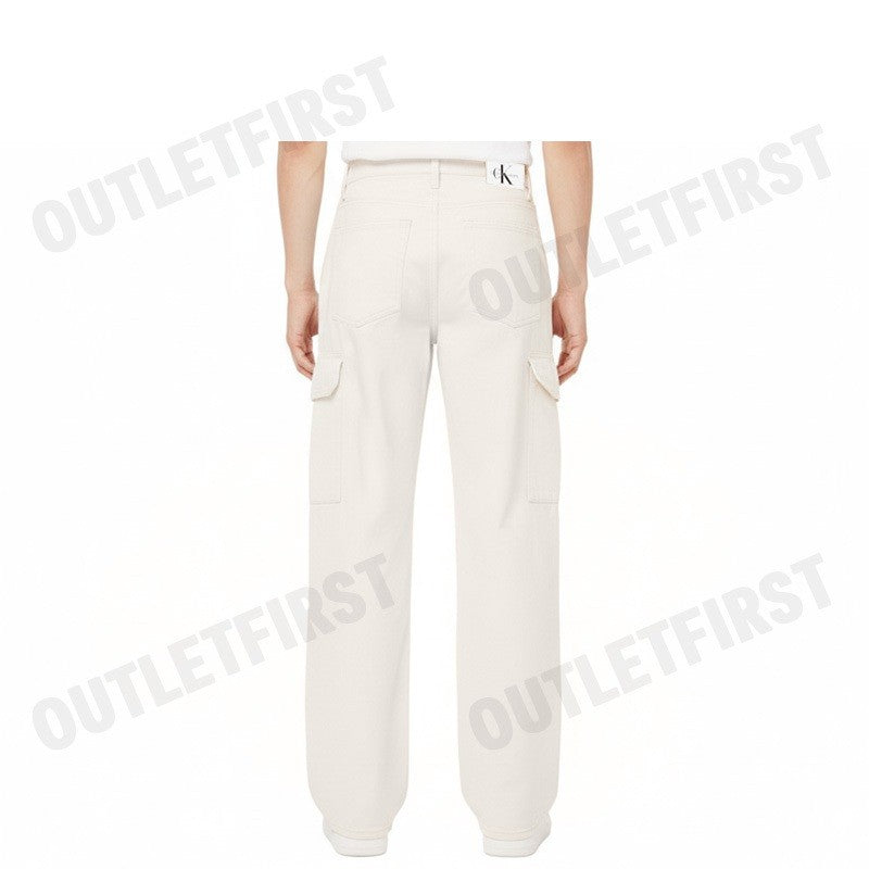CALVIN KLEIN JEANS  MEN'S 90S LOOSE FIT IVORY CARGO DENIM COLOR  IVORY  CODE: J325885 1AA