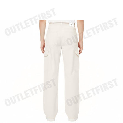 CALVIN KLEIN JEANS  MEN'S 90S LOOSE FIT IVORY CARGO DENIM COLOR  IVORY  CODE: J325885 1AA