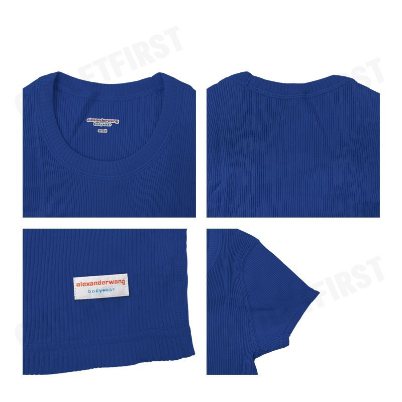 ALEXANDER WANG รุ่น CROPPED SHORT-SLEEVE TEE IN RIBBED COTTON JERSEY CODE: 8CC2238046 420A เสื้อครอป เสื้อยืด ผู้หญิง