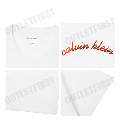 CALVIN KLEIN JEANS SCRIPT LOGO GRAPHIC CLASSIC T-SHIRT COLOR WHITE CODE: 4RC834G YAA