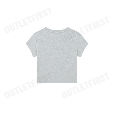 CALVIN KLEIN JEANS WOMEN'S LOGO BABY CROP SHORT SLEEVE T-SHIRT COLOR GREY CODE: 47AB817 P79