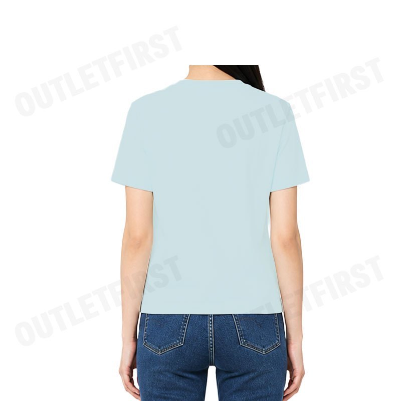 CALVIN KLEIN JEANS รุ่น FLOCKED LOGO GRAPHIC SLIM T-SHIRT CODE: 47B851G VWD เสื้อยืด เสื้อคอกลม เสื้อผู้หญิง