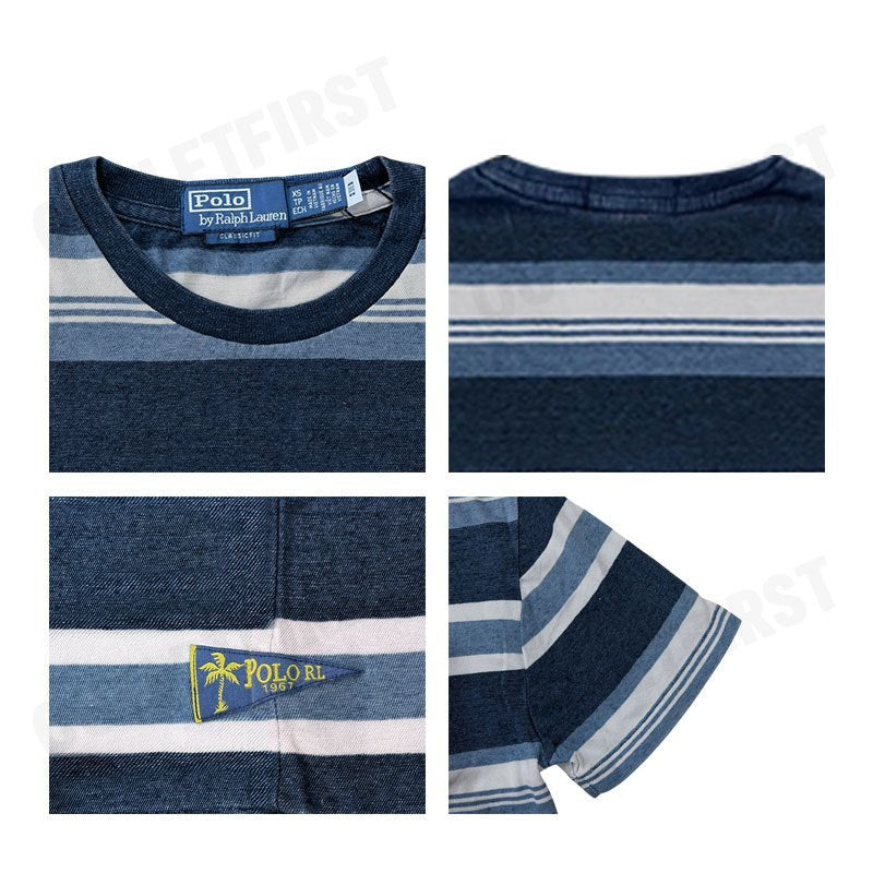 POLO RALPH LAUREN รุ่น CLASSIC FIT STRIPED COTTON-LINEN T-SHIRT CODE: 710958234001 เสื้อยืด เสื้อแขนสั้น เสื้อผู้หญิง