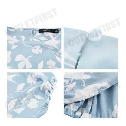 G2000 รุ่น WOMEN CLOTHING COLLARLESS BLOUSE LOOSE FIT CODE: 41241670 71 เสื้อเบลาส์ผู้หญิง เสื้อผู้หญิง เสื้อสีฟ้า