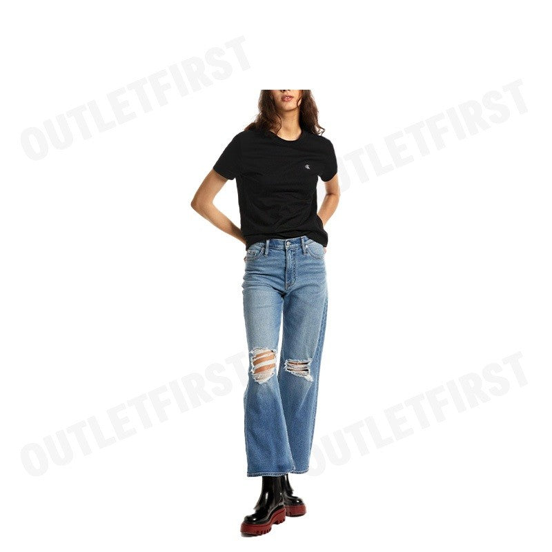 CALVIN KLEIN รุ่น WOMEN'S ARCHIVE LOGO TEE CODE: 40WH105 UB1 เสื้อยืดคอกลม เสื้อผู้หญิง เสื้อสีดำ