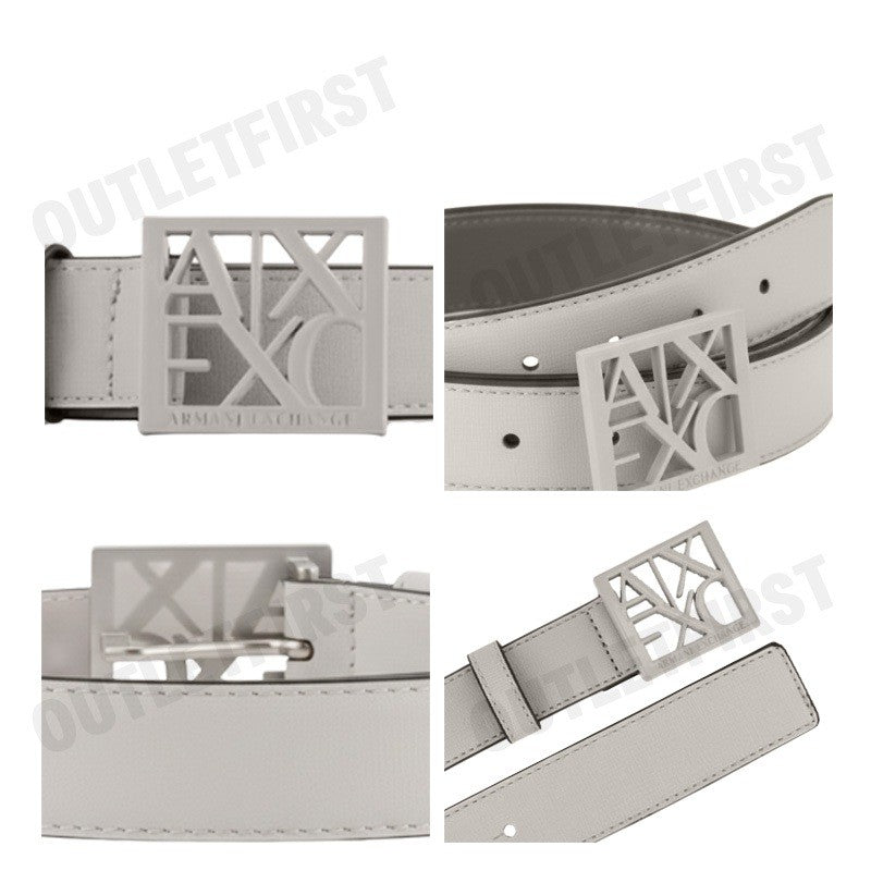 ARMANI EXCHANGE รุ่น WOMEN'S BELT WITH SQUARE WITH LOGO CODE: 941130 0A874 14349 เข็มขัดผู้หญิง สีเบจ เทา เข็มขัดArmani