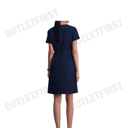 G2000 รุ่น WOMEN CLOTHING STRIPED WRAP DRESS WITH BELT FIT & FLARE SHAPE CODE: 46232096 79 ชุดเดรสผู้หญิง กระโปรง สีกรม